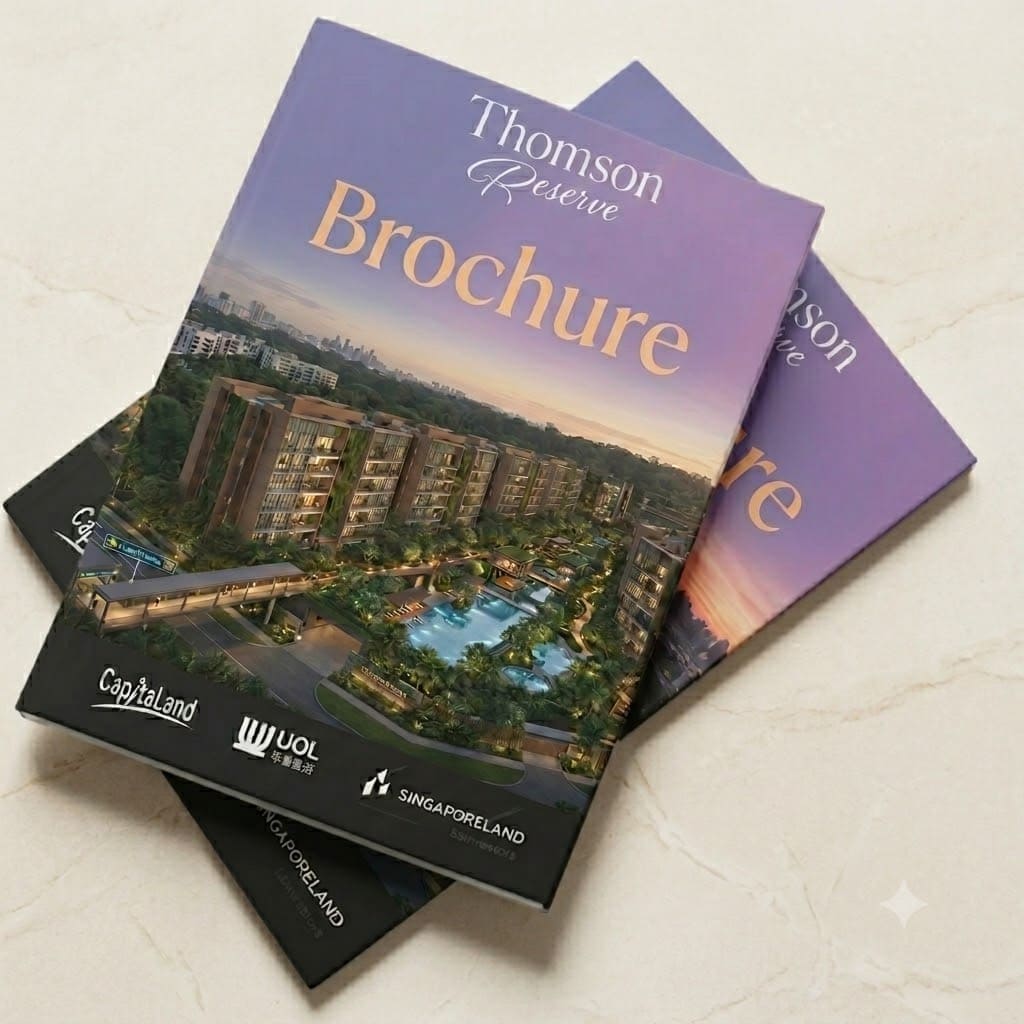 Thomson Reserve site plan showing residential blocks, amenities, and surrounding roads including Sin Ming Avenue, Bright Hill Drive, and Upper Thomson Road.